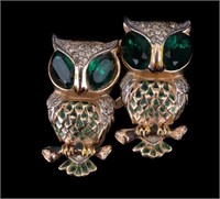 Coro Duette Vintage Owl Fur Clip