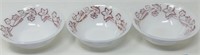 Federal Burgundy Spree Glass Bowls (3)