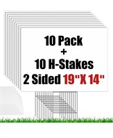 10 Pack Blank Yard Signs with Stakes