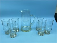 Crystal Pitcher and 6 Glasses