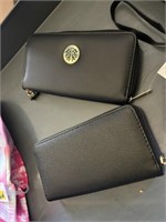 2 black wallets different patterns