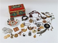 Vintage Egyptian Jewelry Box & Jewelry