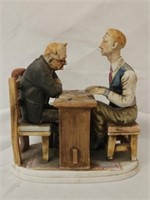Vintage Men Playing Checkers Porcelain Figurine