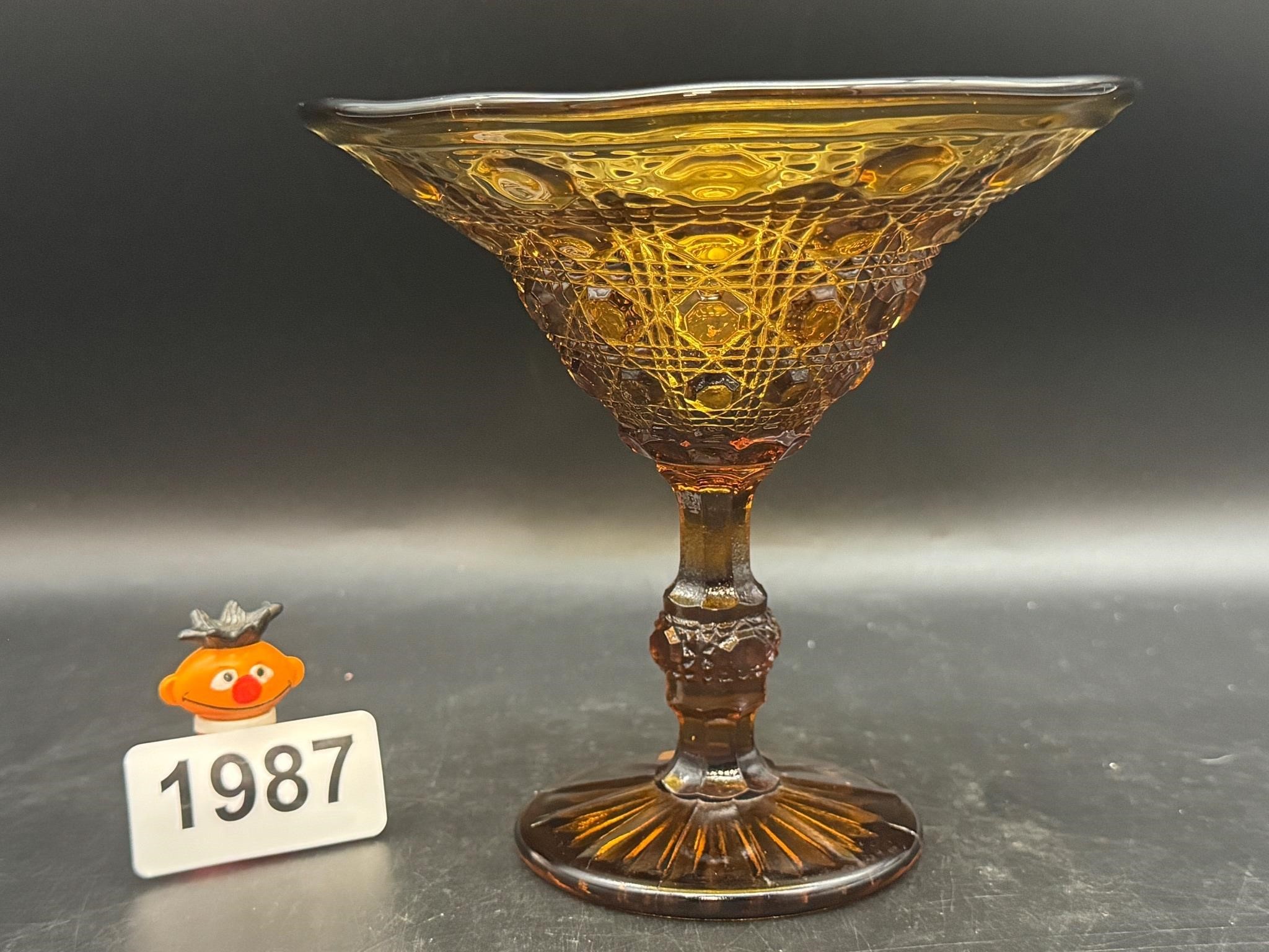 Indiana Glass Amber Winsor Compote