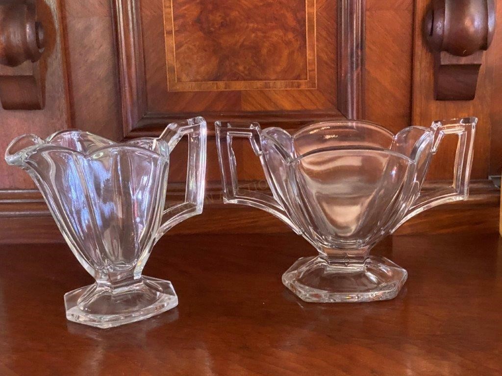 Heisey Glass Creamer & Sugar