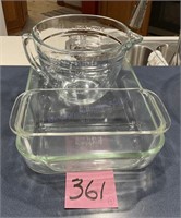 Pyrex bakeware and 8 cup measuring cup