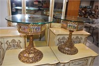 Pair Gold Lamp End Tables