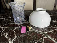 Decorative Vase, Lamp Shade & Pull Cord
