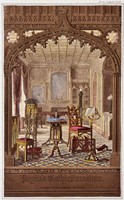 Early 19th C. Pugin's Gothic Furniture Engraving