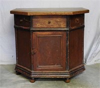 Early Scandinavian 5 sided cabinet, 3 drawers,