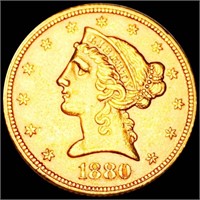 1880 $5 Gold Half Eagle UNCIRCULATED