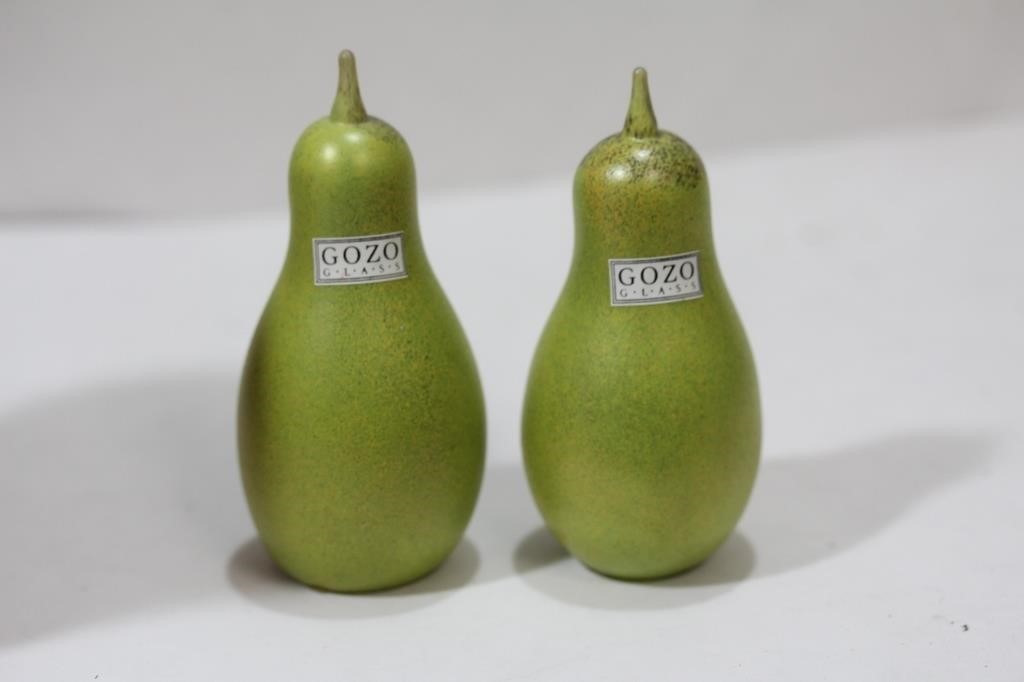 Lot of 2 Signed Gozo Glass Pears