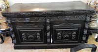 Antique Persian highly carved two drawer over