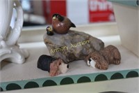 DOG FIGURINES - BIRD ON STONE