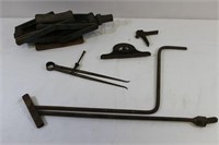 Vintage Scissor Jack, Level & Other Tools
