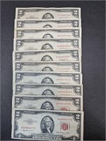 10 1950'S $2 BILLS