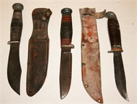 (3) Knives, (2) w/ Sheath, Pioneer