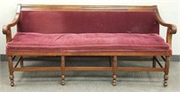 6' antique Victorian Empire bench w/ arms,