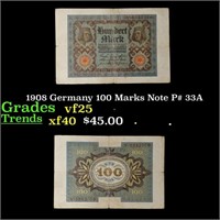 1908 Germany 100 Marks Note P# 33A Grades vf+