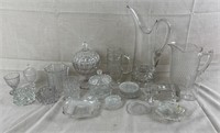 Antique Glass Covered Dishes and Pitchers