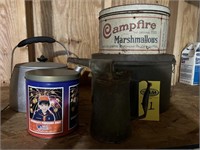 Vintage Oil Can, Tins & Coffee Pot