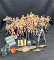 Over 50 WWE Mattel Wrestling Figures The Rock,