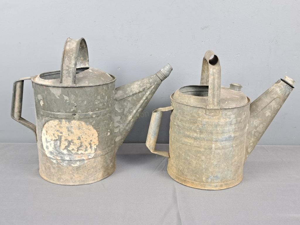 2x The Bid Old Galvanized Watering Cans