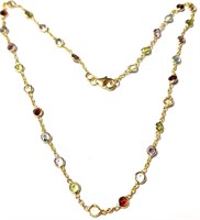 $300 Silver Gold Plated Genuine Multi Gemstone 18"