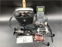 Box lot of MISC items including fishing reels, to-