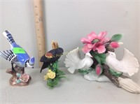 Bird figurines including Lenox, Lefton, and
