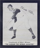 Charles Rabe 1959 Kahn's Wieners Baseball Card, se