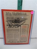 Antique 1931 John Deere Ad 1 side & Case on other
