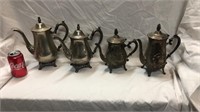 Selection of silver plated coffee and tea pots