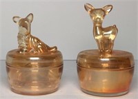 Iridescent Powder Boxes with Dog & Deer Tops