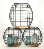 Metal Basket Wall Shelves & Canning Jars