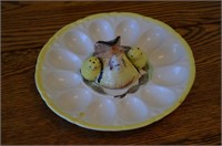 Unique Egg Plate with Salt & Pepper