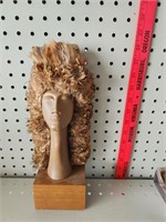 Rare Ceramic Native Wood Feather Head Bust