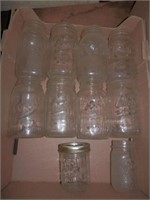 Tray of clear glass Kerr canning jars (10)