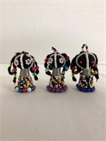 Three Hand Crafted Beaded Dolls