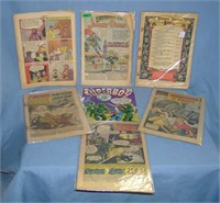 Large group of early comic books all without cover