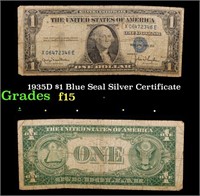 1935D $1 Blue Seal Silver Certificate Grades f+