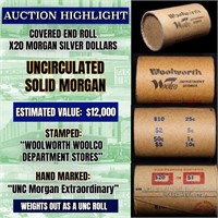 Wow! Covered End Roll! Marked "Unc Morgan Extraord