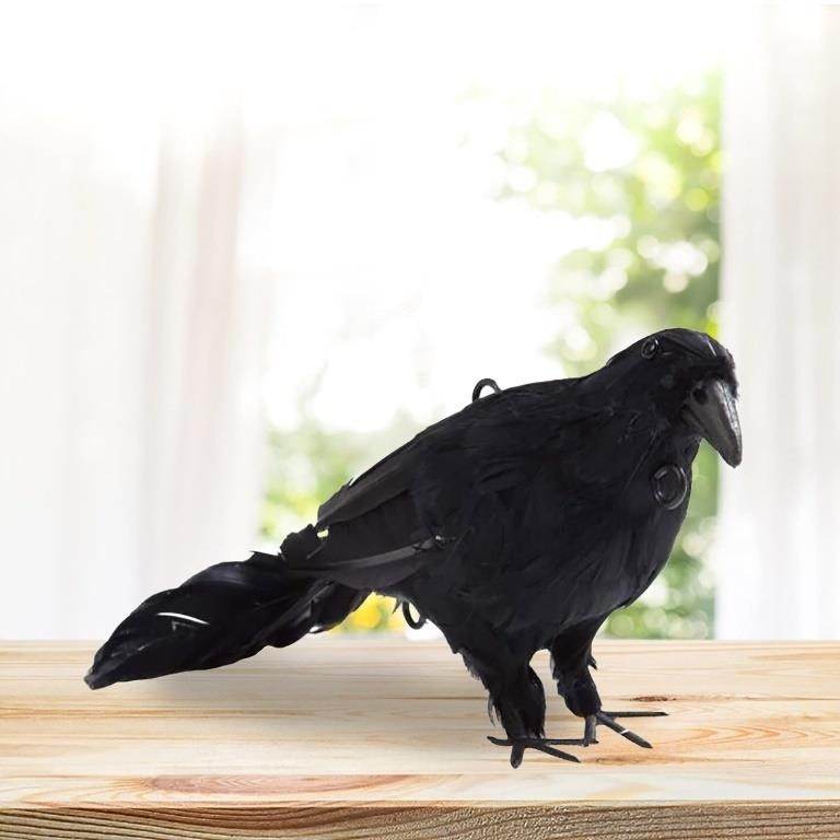 *Realistic Black Feathered Crow,2PCS