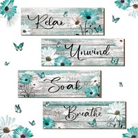 Sunnyray 4 Pcs Farmhouse Bathroom Wall Decor