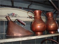 Copper Funnel Shaped Tea Kettle & 2 Hand Hammered