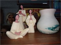 3 Ceramic Indian Figures & Memadji Pottery Vase