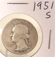 1951 S Washington Silver Quarter
