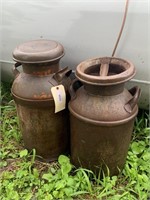2 MILK CANS WITH COVERS