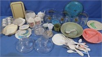 Vintage Plastic Kids Teacups, Spoons, Plates &