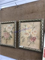 Pair of floral framed pictures, 19.5 x 24